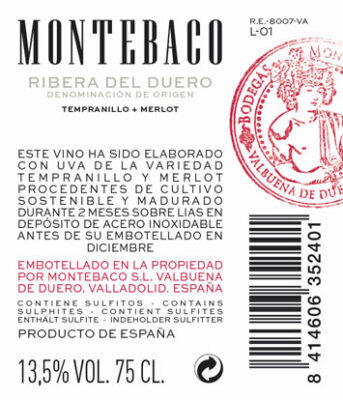 contraetiqueta vino rosado montecabo ribera del duero